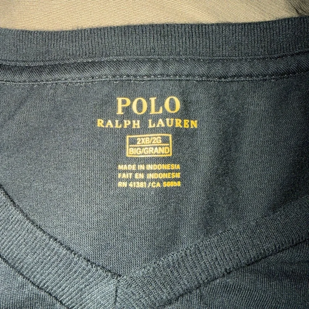 Polo Ralph Lauren Mens 2XB Big Black V Neck Long Sleeve T Shirt Red Pony Logo